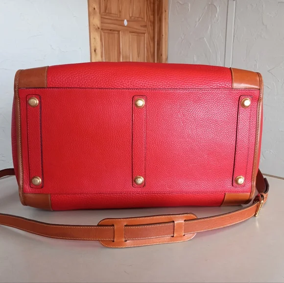Dooney & Bourke 1990's Gladstone Weekender Luggage, Red AWL - Picture 11 of 16